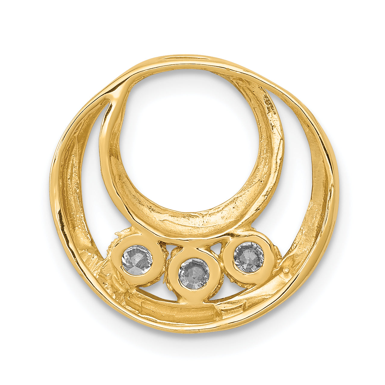 14k Complete 3-3.2mm AA Diamond Three-Stone Circle Chain Slide