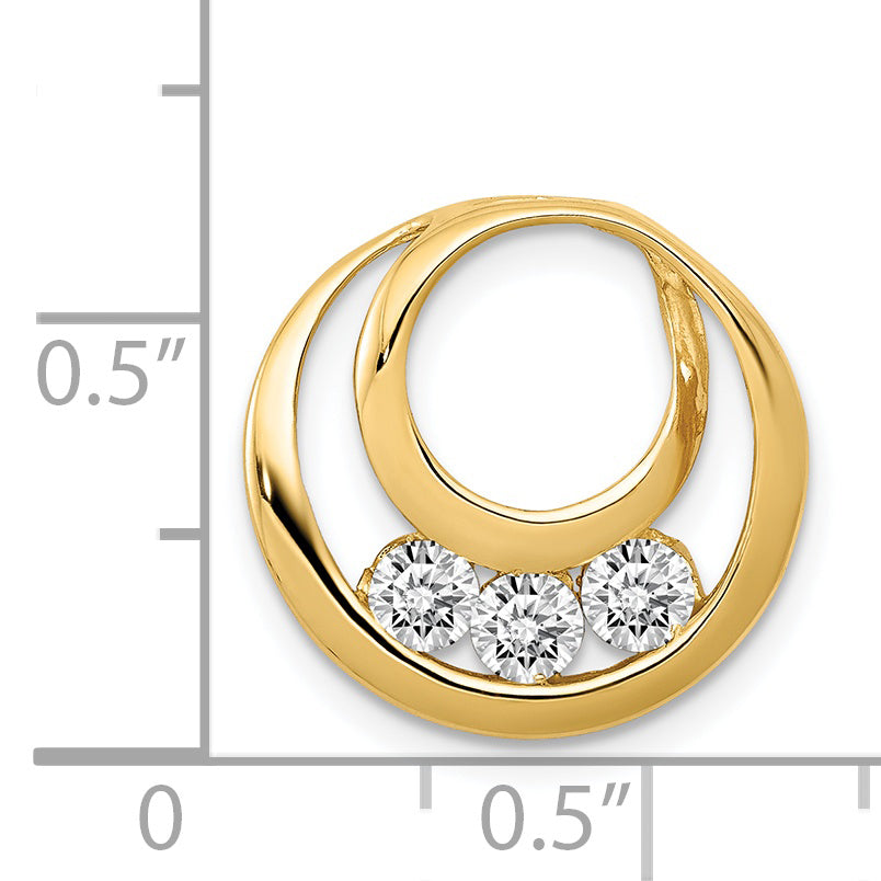 14k Complete 3-3.2mm AA Diamond Three-Stone Circle Chain Slide