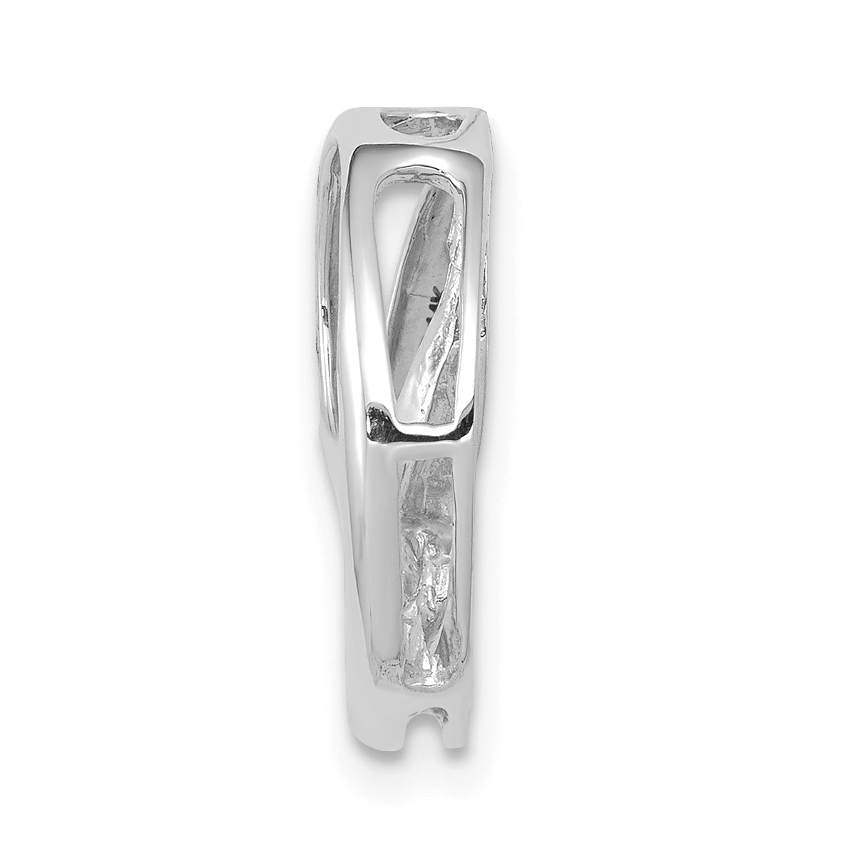 14k White Gold Complete 3-3.2mm AA Diamond Three-Stone Circle Chain Slide Secondary image