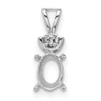 14k White Gold 8x6mm Oval Gemstone Pendant Mounting (No Stone Included)