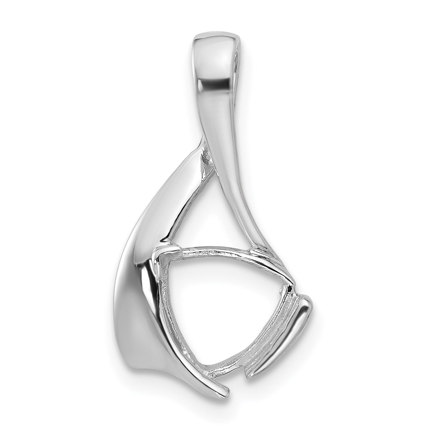 14k White Gold 8mm Trillion Gemstone Pendant Mounting (No Stone Included)