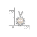 Cultured Pearl & Diamond Pendant in 14K White Gold, 12mm (1/32 ct. tw.) - Sophia Jewelers