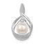 14k White Gold 7-8mm Near Round White Freshwater Cultured Pearl and AAA Diamond Pendant