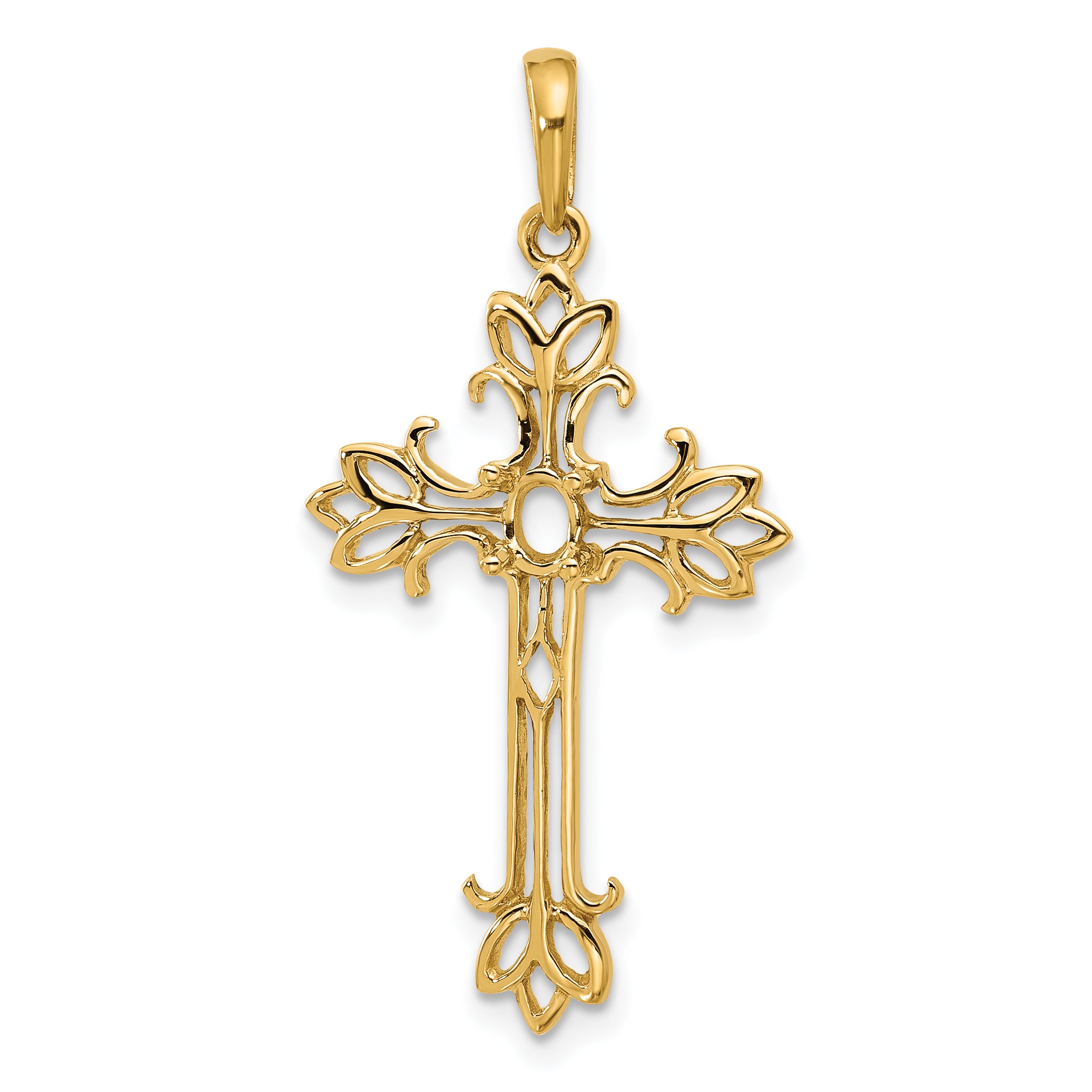 14k Polished Cross Chain Slide Mounting (No Stone Included)