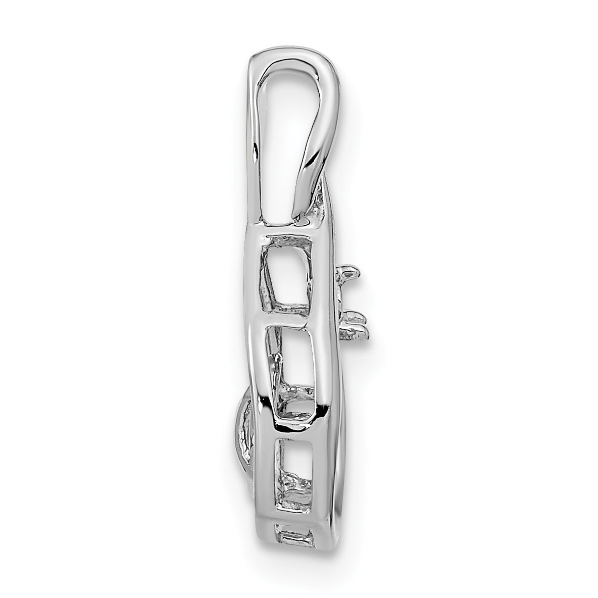 14k White Gold Holds 7-8mm Pearl and 2mm Diamond Pendant Mounting (No Stone Included)