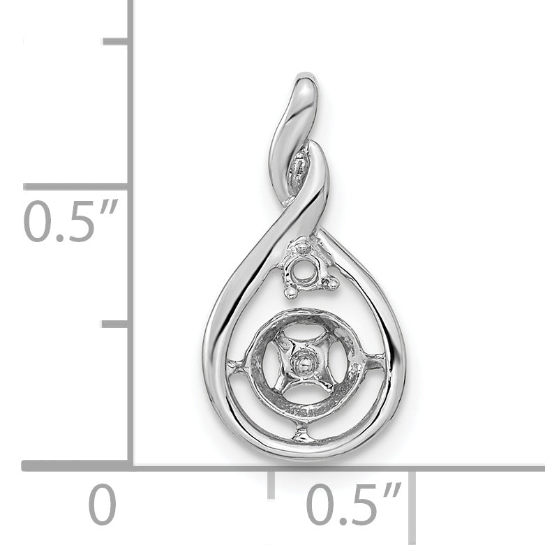 14k White Gold Holds 7-8mm Pearl and 2mm Diamond Pendant Mounting (No Stone Included)
