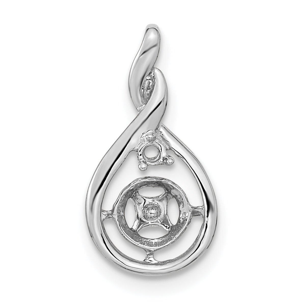 14k White Gold Holds 7-8mm Pearl and 2mm Diamond Pendant Mounting (No Stone Included)