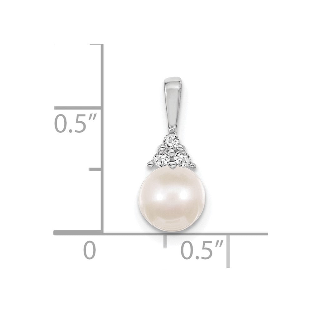 Pearl & Diamond Pendant in 14K White Gold, 16mm (.06 ct. tw.) - Sophia Jewelers