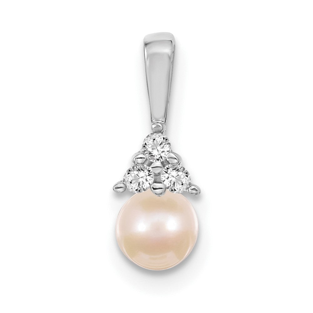 Pearl & Diamond Pendant in 14K White Gold, 16mm (.06 ct. tw.) - Sophia Jewelers Main image