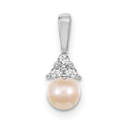 Pearl & Diamond Pendant in 14K White Gold, 16mm (.06 ct. tw.) - Sophia Jewelers