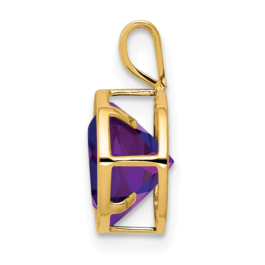 14K Yellow Gold Polished 8mm Round Amethyst Bezel Pendant