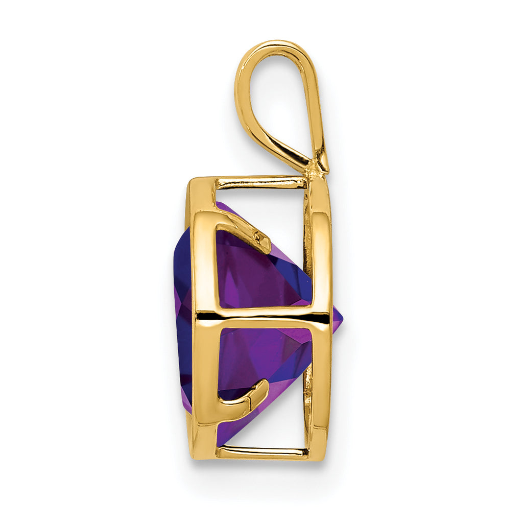 14K Yellow Gold Polished 8mm Round Amethyst Bezel Pendant