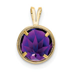 14K Yellow Gold Polished 8mm Round Amethyst Bezel Pendant