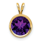 14K Yellow Gold Polished 8mm Round Amethyst Bezel Pendant
