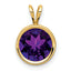 14K Yellow Gold Polished 8mm Round Amethyst Bezel Pendant