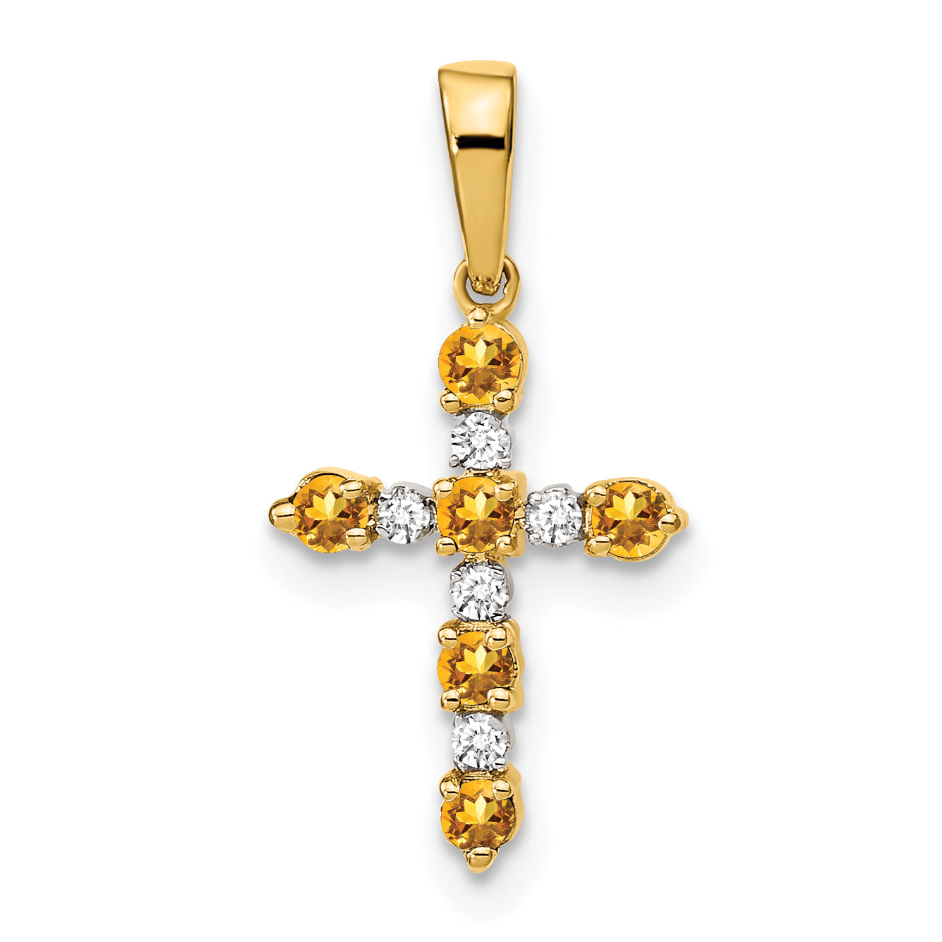 14k Citrine and Diamond Cross Pendant Main image