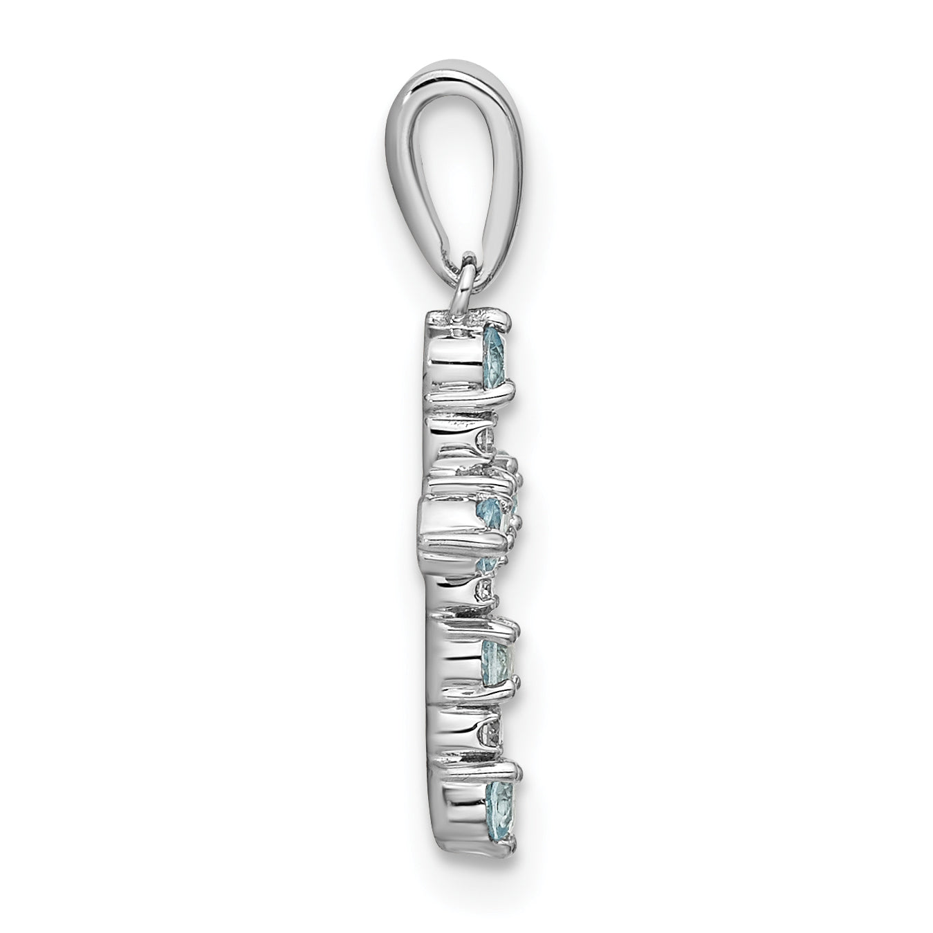 14k White Gold Blue Topaz and Diamond Cross Pendant Secondary image