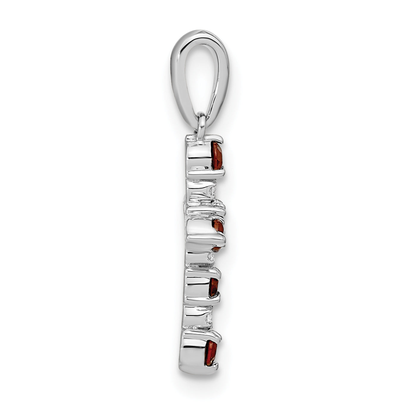 14k White Gold Garnet and Diamond Cross Pendant Secondary image