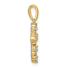 14k Aquamarine and Diamond Cross Pendant