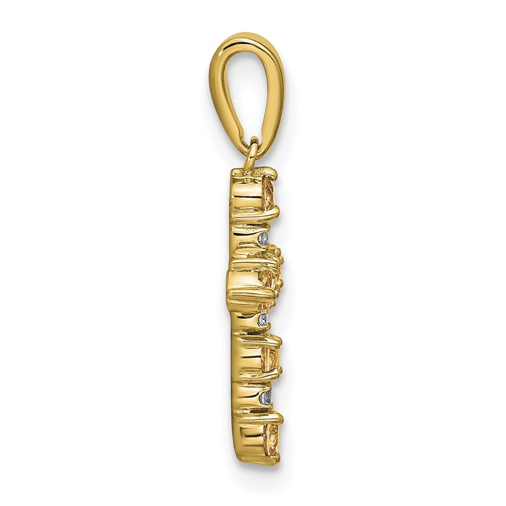 Citrine & Diamond Cross Pendant in 14K Yellow Gold, 22mm (0.05 ct. tw.) Secondary image