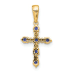 14k Lab Created Sapphire and Diamond Cross Pendant