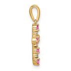 14k Pink Tourmaline and Diamond Cross Pendant