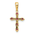 14k Rhodolite Garnet and Diamond Cross Pendant