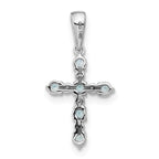 14k White Gold Aquamarine and Diamond Cross Pendant