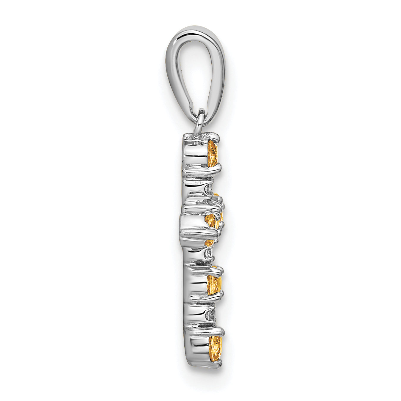 14k White Gold Citrine and Diamond Cross Pendant Secondary image