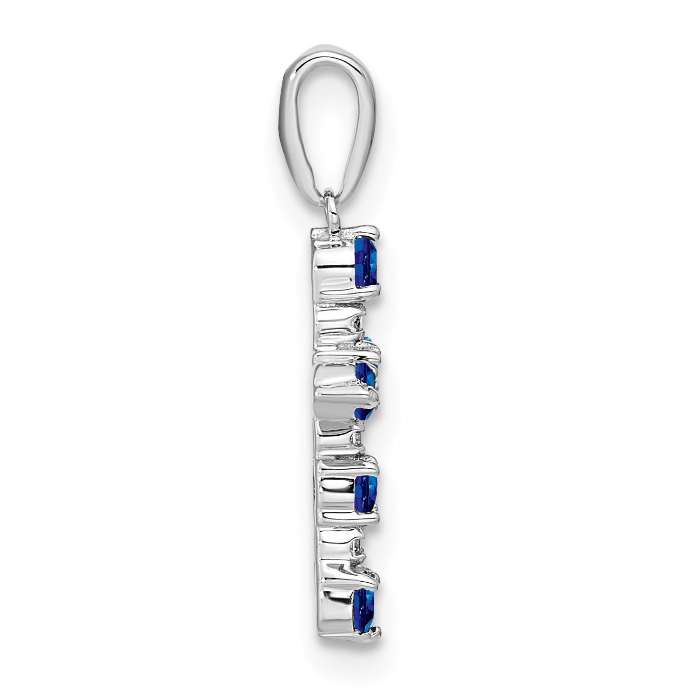 14k White Gold Lab Created Sapphire and Diamond Cross Pendant Secondary image