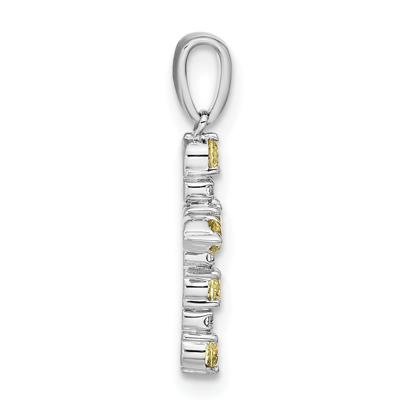 14k White Gold Peridot and Diamond Cross Pendant Secondary image