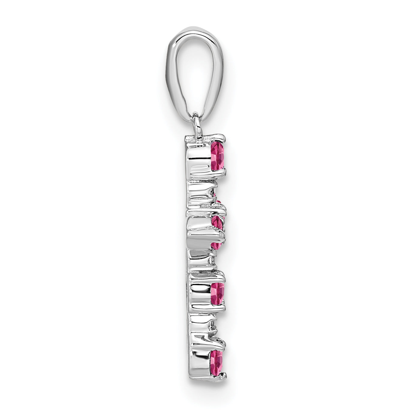 14k White Gold Pink Tourmaline and Diamond Cross Pendant Secondary image