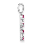 14k White Gold Pink Tourmaline and Diamond Cross Pendant