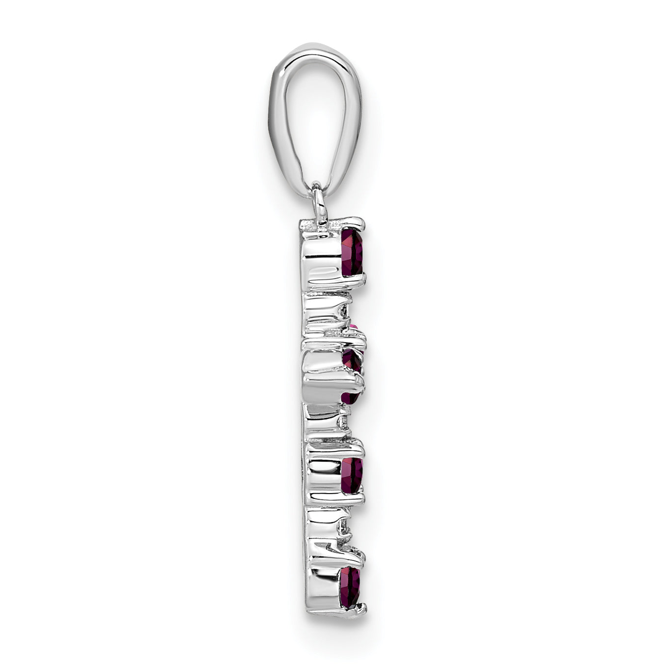14k White Gold Rhodolite Garnet and Diamond Cross Pendant Secondary image