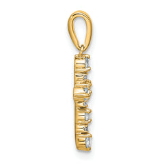 14k White Topaz and Diamond Cross Pendant