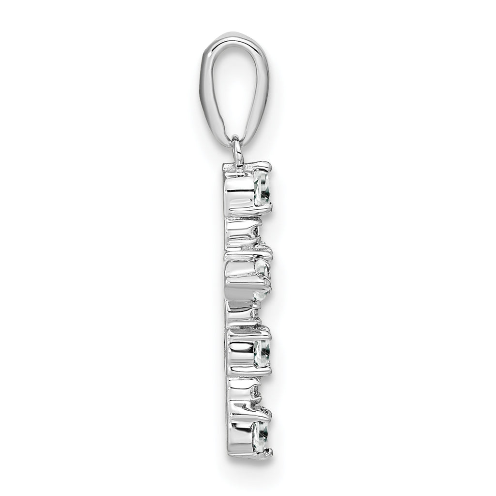 14k White Gold White Topaz and Diamond Cross Pendant