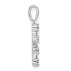 14k White Gold White Topaz and Diamond Cross Pendant