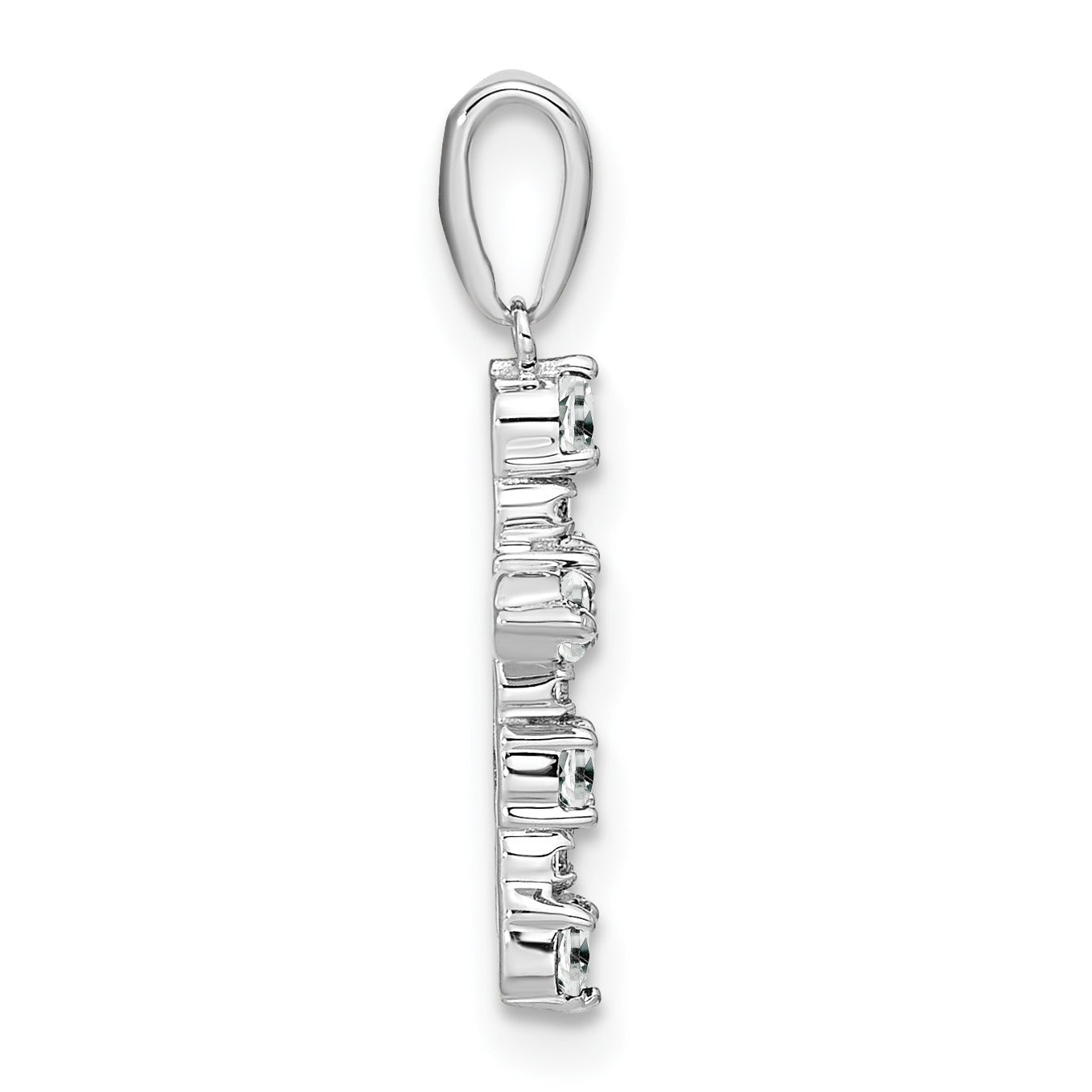 14k White Gold White Topaz and Diamond Cross Pendant
