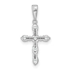 14k White Gold White Topaz and Diamond Cross Pendant