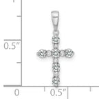 14k White Gold White Topaz and Diamond Cross Pendant