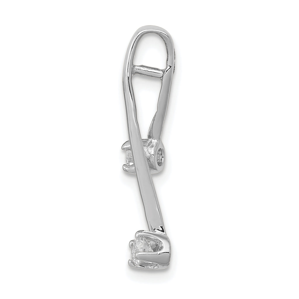 14k White Gold Complete 2-3.0mm Two-stone AA Diamond Chain Slide