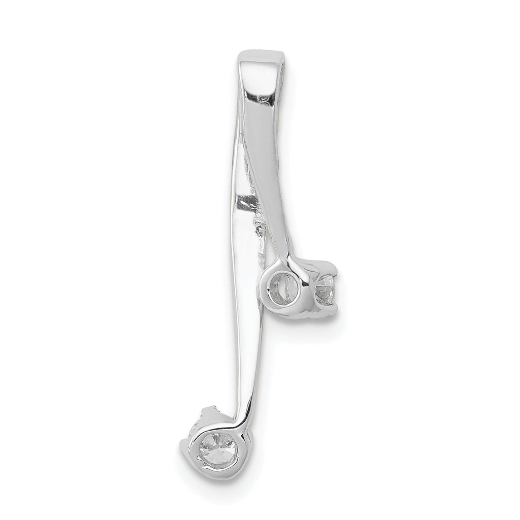 14k White Gold Complete 2-3.0mm Two-stone AA Diamond Chain Slide