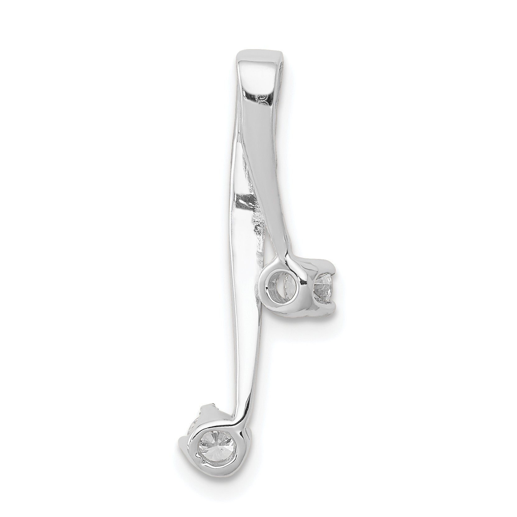 14k White Gold Complete 2-3.0mm Two-stone AA Diamond Chain Slide