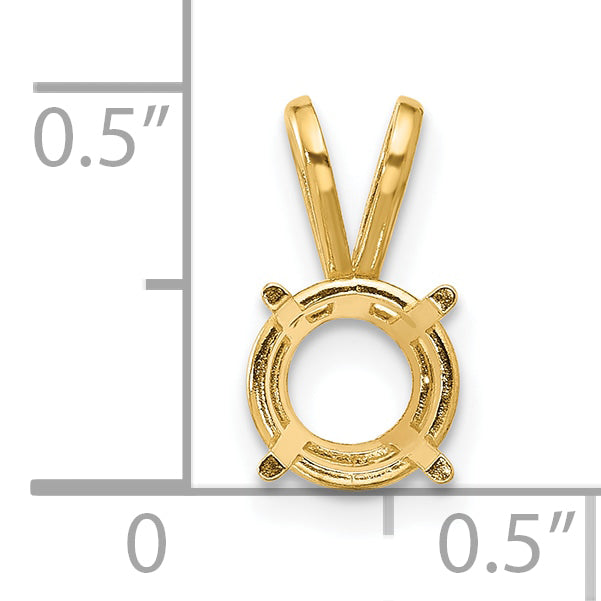 14k 7mm Round Stone Pendant Mounting (No Stone Included)