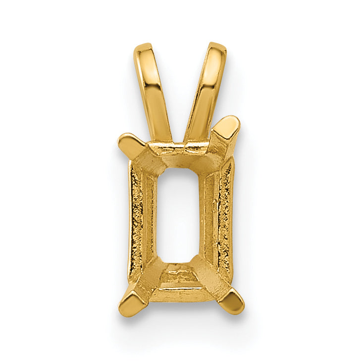 14k 6x4mm Emerald-cut Stone Pendant Mounting (No Stone Included)