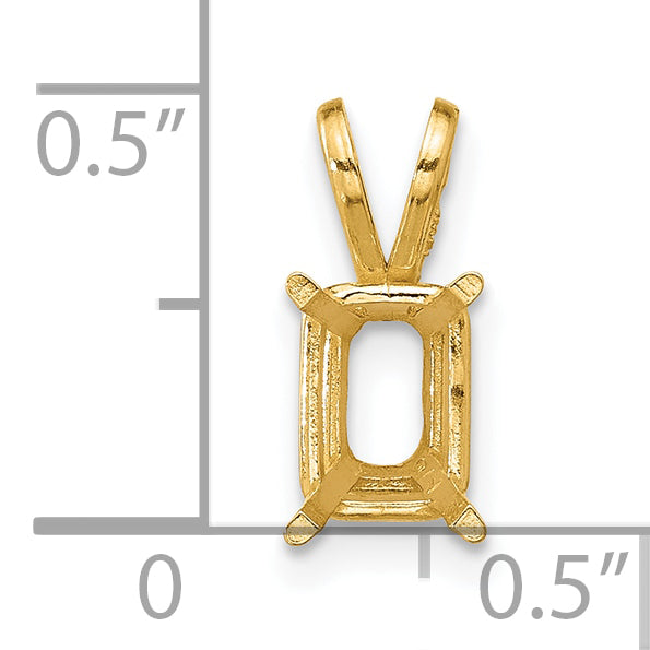 14k 7x5mm Emerald-cut Stone Pendant Mounting (No Stone Included)