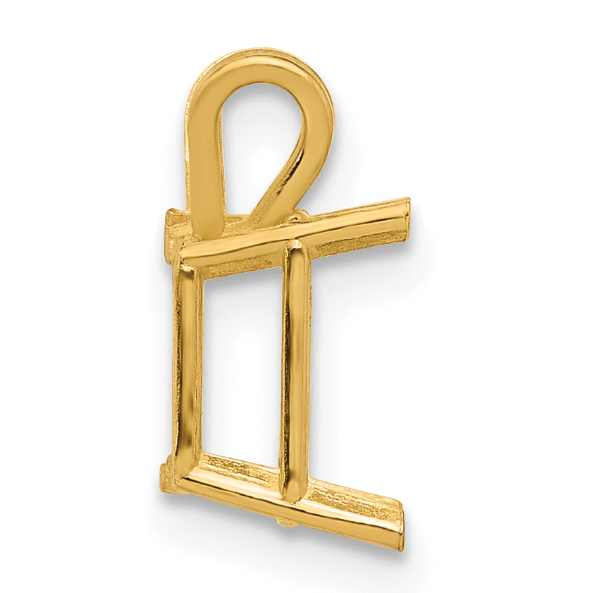 14k 8x6mm Emerald-cut Stone Pendant Mounting (No Stone Included)