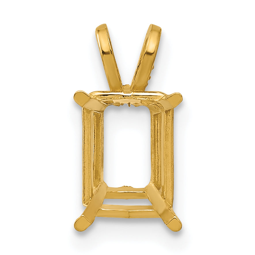 14k 8x6mm Emerald-cut Stone Pendant Mounting (No Stone Included)