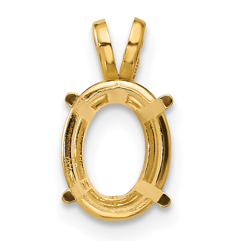 14k 9x7mm Oval Stone Pendant Mounting (No Stone Included)