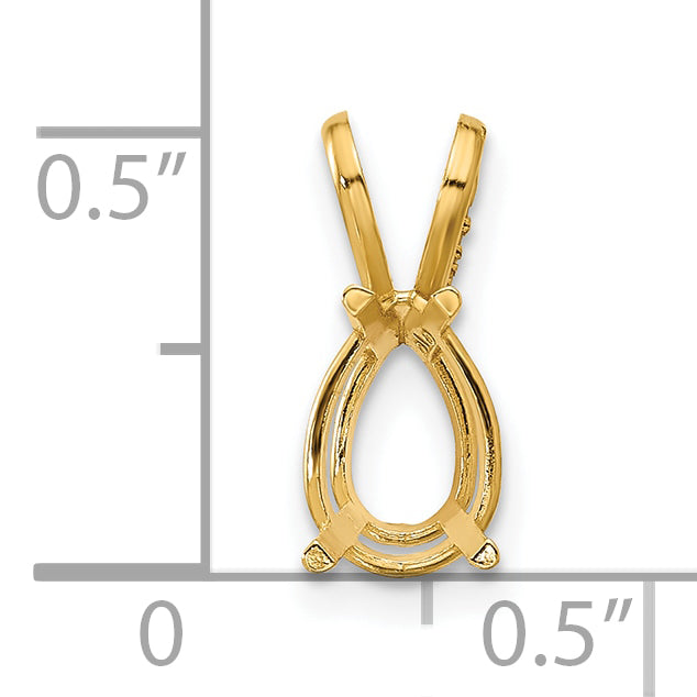 14k 9x6mm Pear Stone Pendant Mounting (No Stone Included)